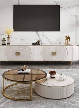 后柜现代式轻奢大理石电视茶意几组合烤62109漆套装小户型客厅储
