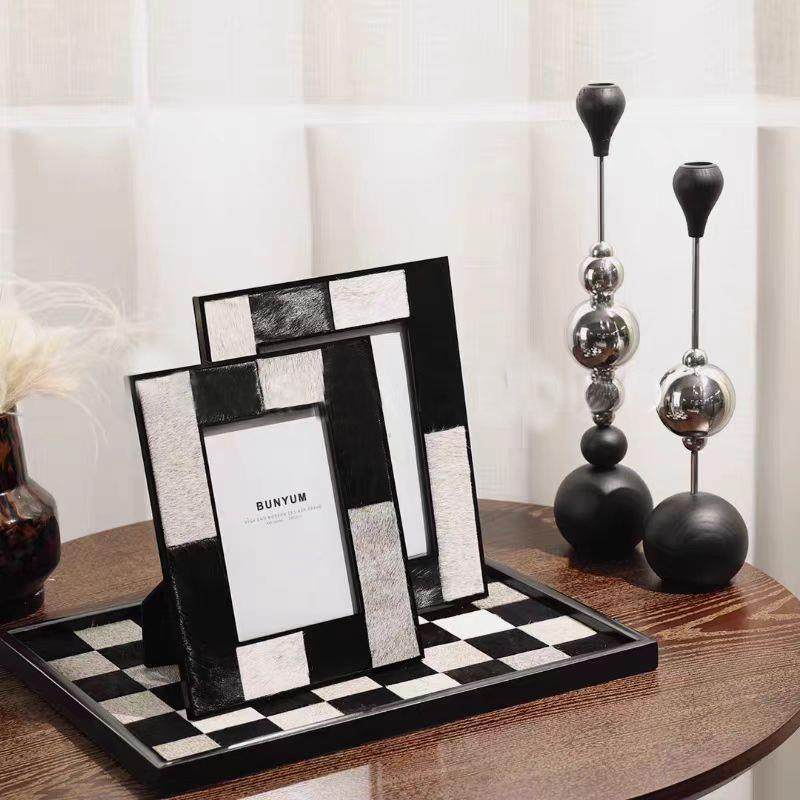 样板间轻奢意黑白拼接房马毛相框摆件书床头6寸7724创寸相框摆柜,家居饰品,DIY亲子装饰画,淘宝优惠券,粉丝福利购,淘宝优惠卷