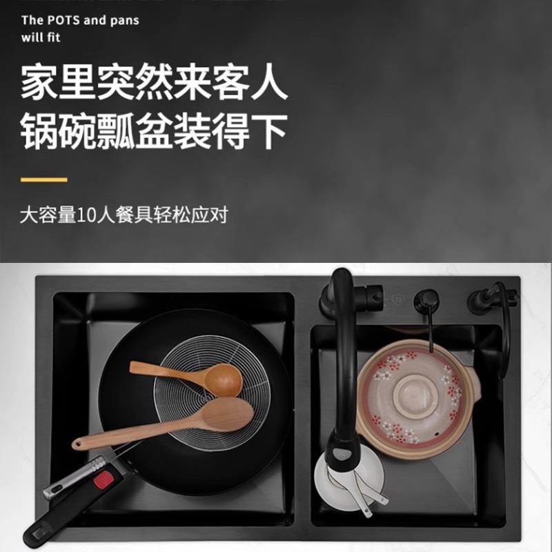 T槽洗菜碗盆厨房家双用洗碗槽不C97台下洗手洗池加厚304锈钢水槽