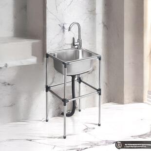 厨简房11799易不锈钢水槽单架槽租带支子洗碗池洗菜盆家用简易水