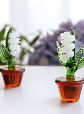 创意日式纯手工铃兰花玻璃多款花朵摆件桌面迷你家居橱柜装饰假花