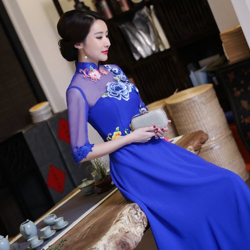 合唱团礼服2021春秋新款长裙年会演出服舞台舞蹈服宴会晚礼服装女