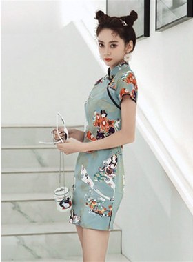 中国风学生短款连衣裙子新式旗袍2024春夏季日常改良版年轻款少女