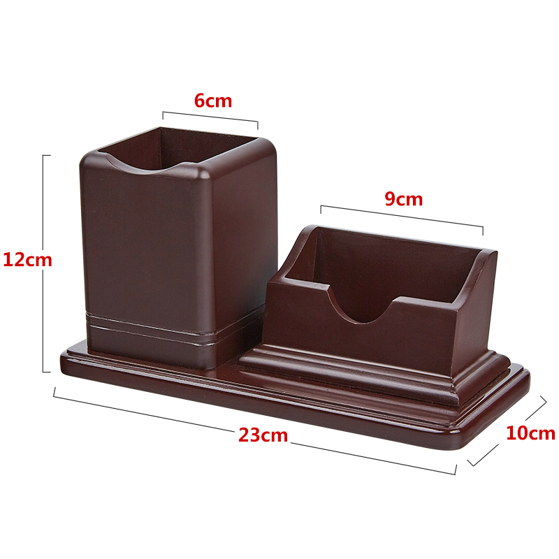 木质笔筒创意时尚多功能办公室商务高档名片盒桌面办公收纳盒摆件