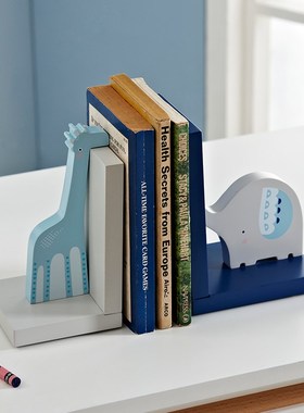 儿童房摆件创意木质卡通书桌收纳书立书档书靠桌面软装家居装饰品