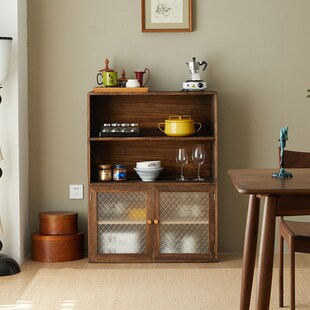 矮柜落地柜实木书柜置物架组合柜客厅收纳柜储物柜简易书架格子柜