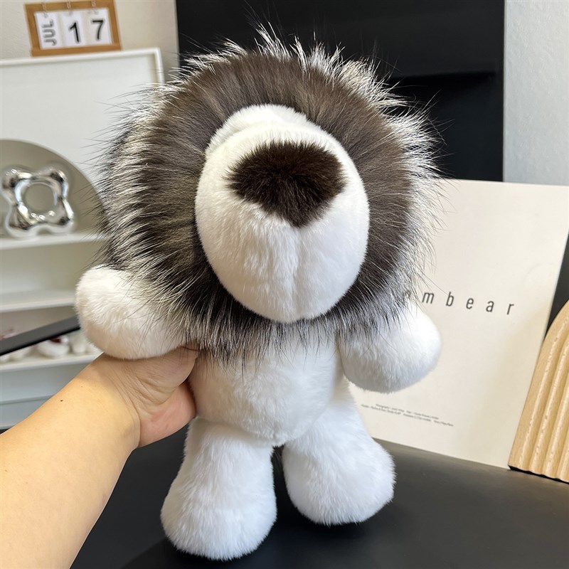 可爱真獭兔毛大狮子背包包挂件皮草抱枕毛绒玩偶公仔儿童生日礼物