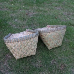 新品竹编撮箕开口簸箕筲箕蔑箕竹制品撮粮食大号篮子晾晒手工艺品