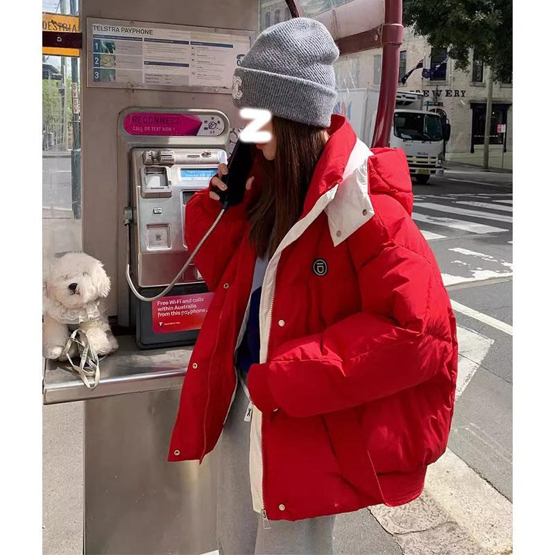 300斤胖mm大码女装国风红色设计感棉服女冬季新款加厚保暖外套潮