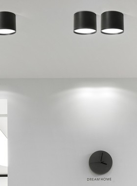 明装筒灯led天花灯免开孔小吸顶式阳台玄关过道吊线店铺商用黑色