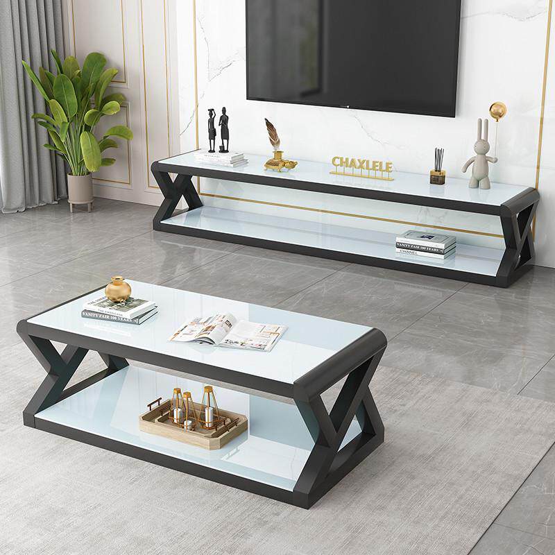 电视柜茶几组合简约现代客厅茶桌柜钢化玻璃家用电视机小户型卧室