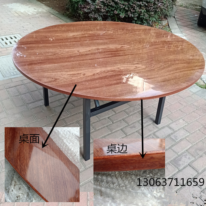 大圆桌面圆形桌子家用圆桌8人12人胡桃色酒店饭店餐桌玻璃转盘