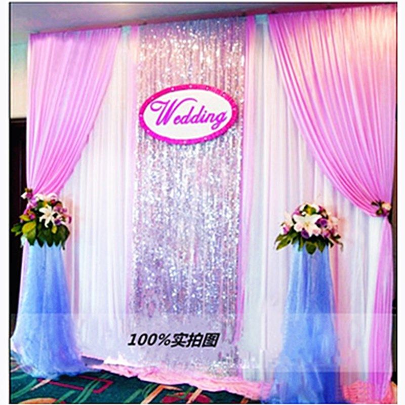 新款婚庆背景纱幔婚礼布置留影区背景幔签到台小背景舞台装饰布幔