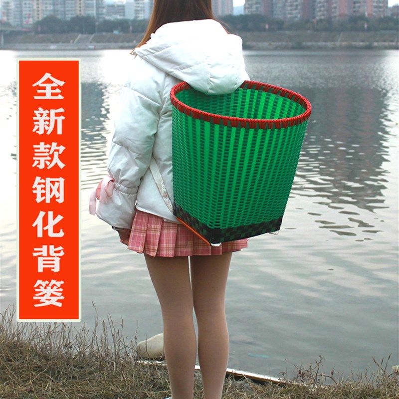 背篓编制家用买菜塑料大背篼洗衣收纳背筐手工藤编采茶篮子箩筐