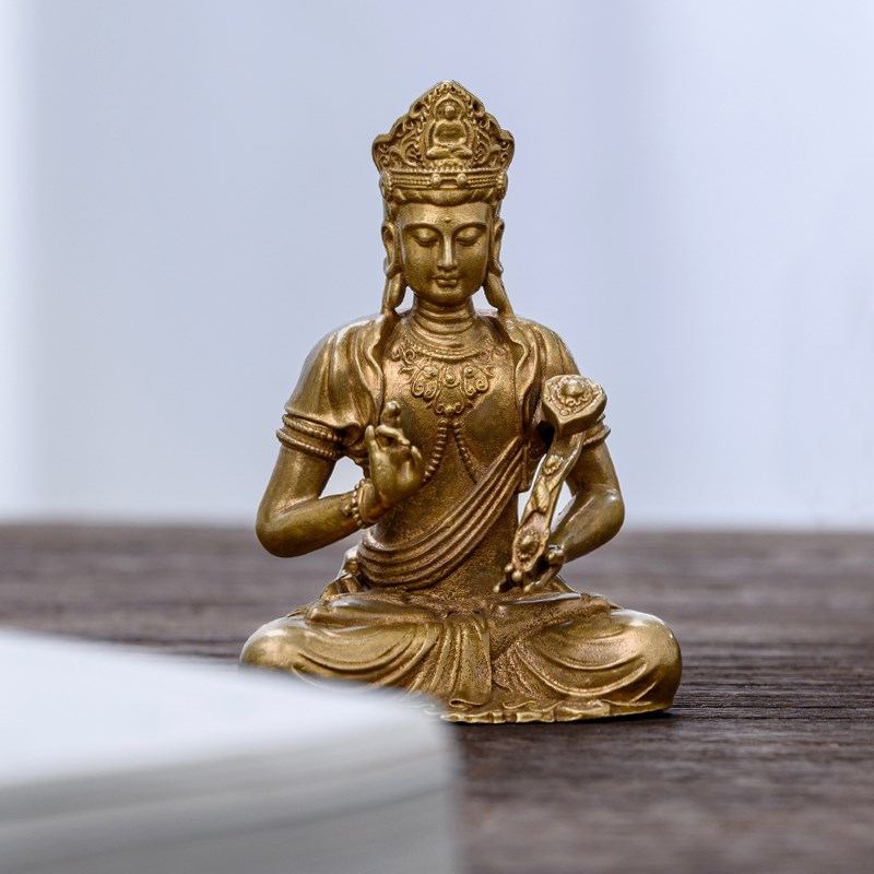 简修行文殊普贤佛像普贤菩萨摆件黄铜像雕像随身佛生肖属兔本命佛