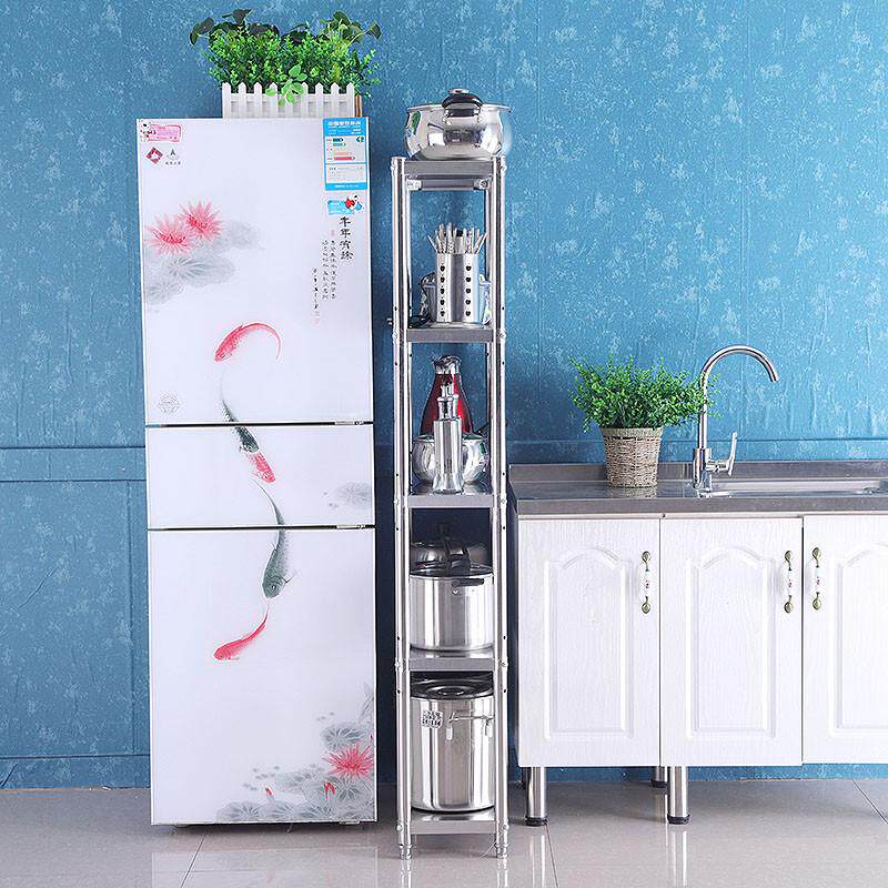 不锈钢置物架五层冰箱夹缝25厨房物架架锅储墙角架收纳菜浴室厘米