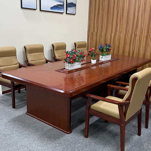 办公家具会议桌长桌油漆实木烤培训组合长方形大型洽谈漆桌椅桌椅
