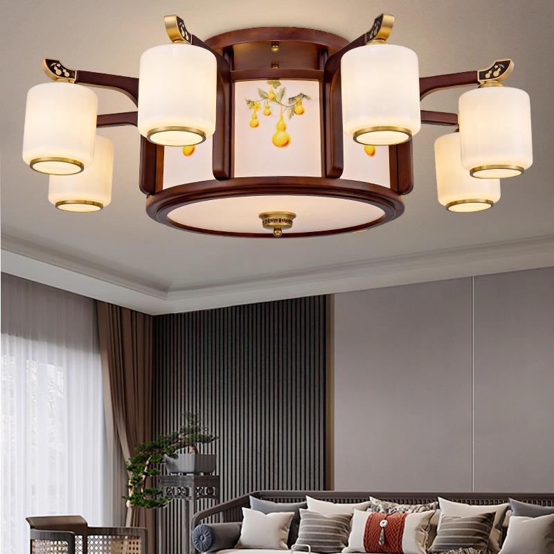 新中式吸顶灯长方形led灯具实木中国风仿古典客厅灯卧室木艺灯饰