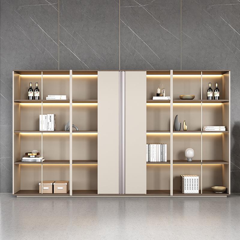 轻奢老板文件柜总裁办公室资料柜简约现代木质储物柜带灯档案柜