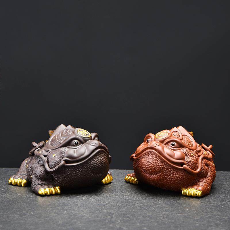 茶新品茶宠可养装紫砂招财金蟾品茶盘茶YGW台饰茶桌虫功精夫茶具