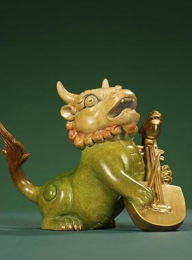 书上古客兽龙九子黄铜彩绘小摆件UJF办公室神房厅桌面创意祥瑞装