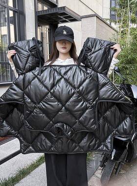 电动车挡风19208冬加加厚绒加宽加大侧翼季防水被摩托车电瓶车护