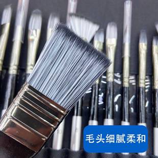 帆布尼套装红边龙毛画笔2支装带刮刀水彩画水粉油笔美用术品套装4