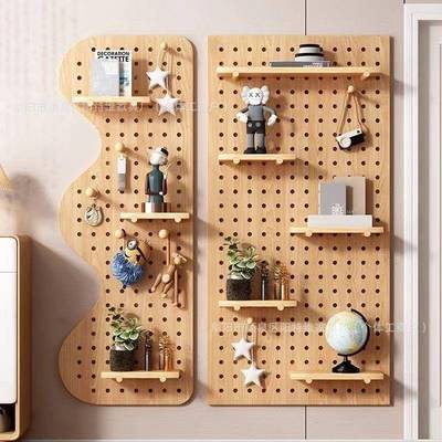 洞洞板挂衣玄关墙面置展物架纳墙上木挂板入户隔板LUC收挂衣板示