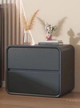 轻奢奶WFH油风质极简头床柜现代简约小型木皮家用卧室床边实柜储