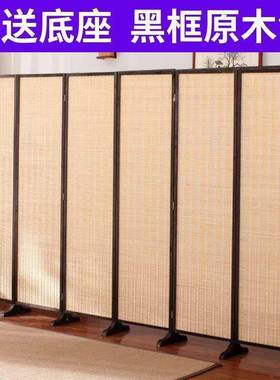 屏日竹子屏风客厅卧室遮挡移NUF动折式屏叠隔断墙家用折挡板酒饭