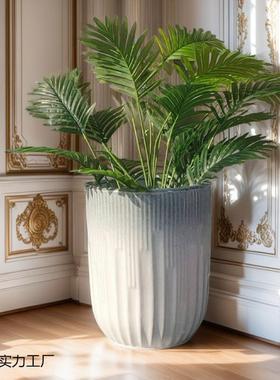 网红花盆陶瓷新款条纹值FH856484大号高颜盆室阳台庭院栽发财树内