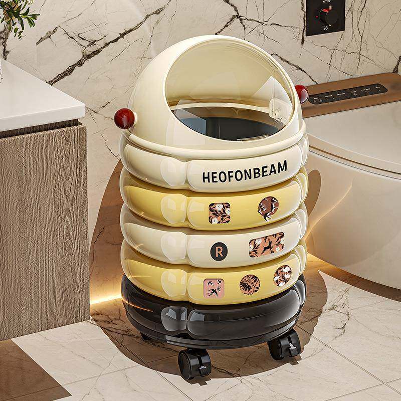 家用带轮垃圾桶厨房客厅双桶带盖防异味可移动高颜值垃圾收纳筒