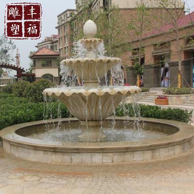 石雕动物汉白玉户狮子马喷厂12家花摆岗岩泉外喷泉庭院水景跌水钵
