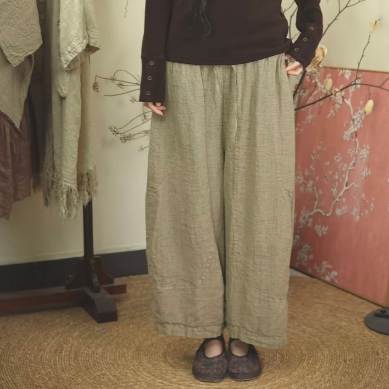 纪小倩【松意】色织亚麻阔腿裤,女装/女士精品,裤子,淘宝优惠券,粉丝福利购,淘宝优惠卷
