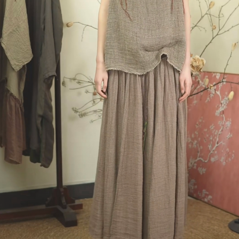 纪小倩【疏离】超大裙摆亚麻针织半身裙,女装/女士精品,汉服半身裙,淘宝优惠券,粉丝福利购,淘宝优惠卷