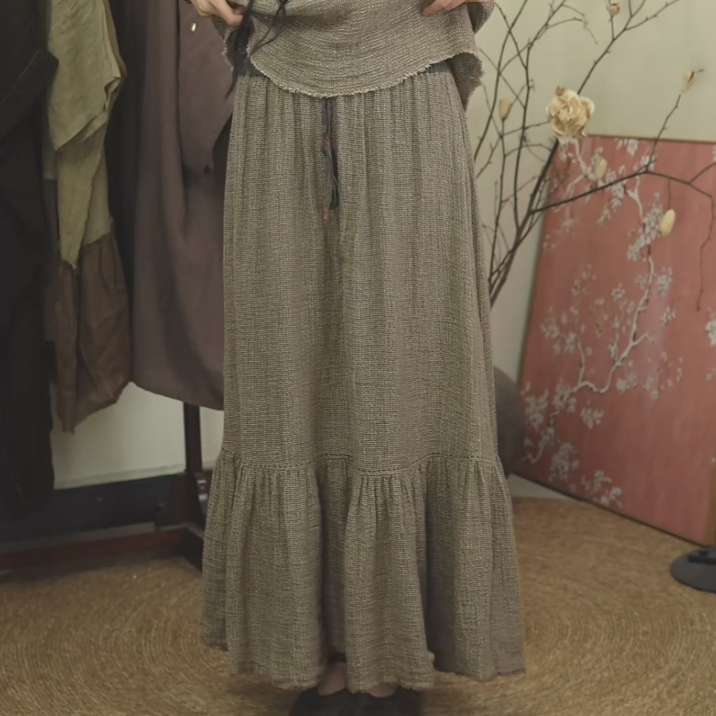 纪小倩【烟萝】色织粗麻手工编织鱼尾半身裙,女装/女士精品,汉服半身裙,淘宝优惠券,粉丝福利购,淘宝优惠卷