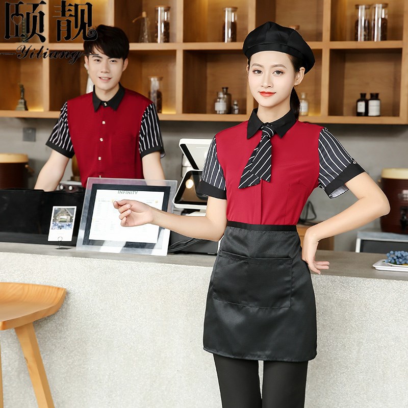 服务员工作服长袖女春装咖啡西餐厅饭快餐店餐饮制服蛋糕店短袖