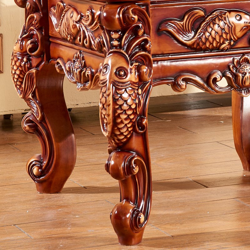 欧式方几小茶几全实木玻璃台面角几高档端美式边几小咖啡鱼款桌子