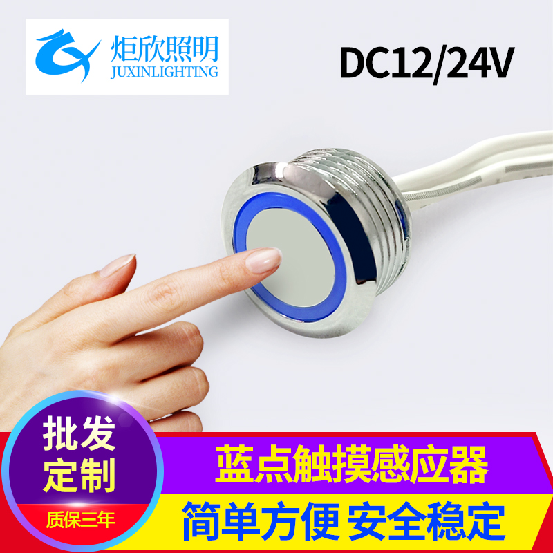 led橱柜灯专用12V蓝点触摸感应器嵌入式暗装酒柜层板灯条控制开关