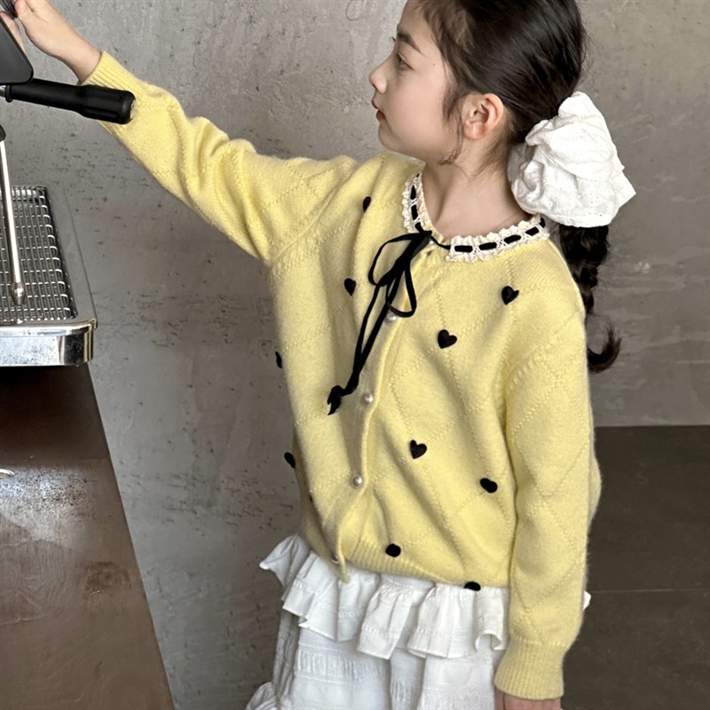 女童毛衣开衫2025新款春秋装儿童针织外套中大童装女孩洋气上衣潮