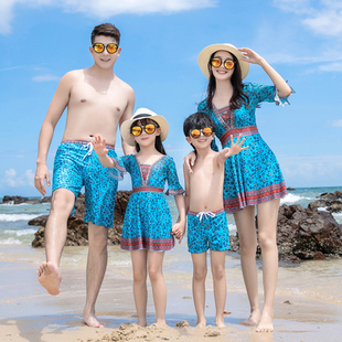 2023夏季新款亲子装泳装一家三口连体泳衣母女装温泉游泳衣儿童