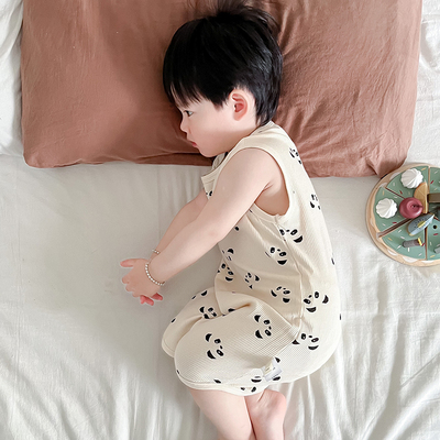 夏季儿童连体睡衣男童无袖睡袍薄款女宝宝护肚防着凉背心睡裙纯棉