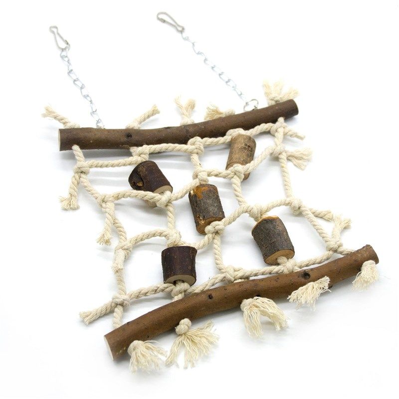 鹦鹉玩具鸟玩具 带皮原木棉绳攀爬网 编织网 秋千 云梯 啃咬爬梯,宠物/宠物食品及用品,鸟玩具,淘宝优惠券,粉丝福利购,淘宝优惠卷