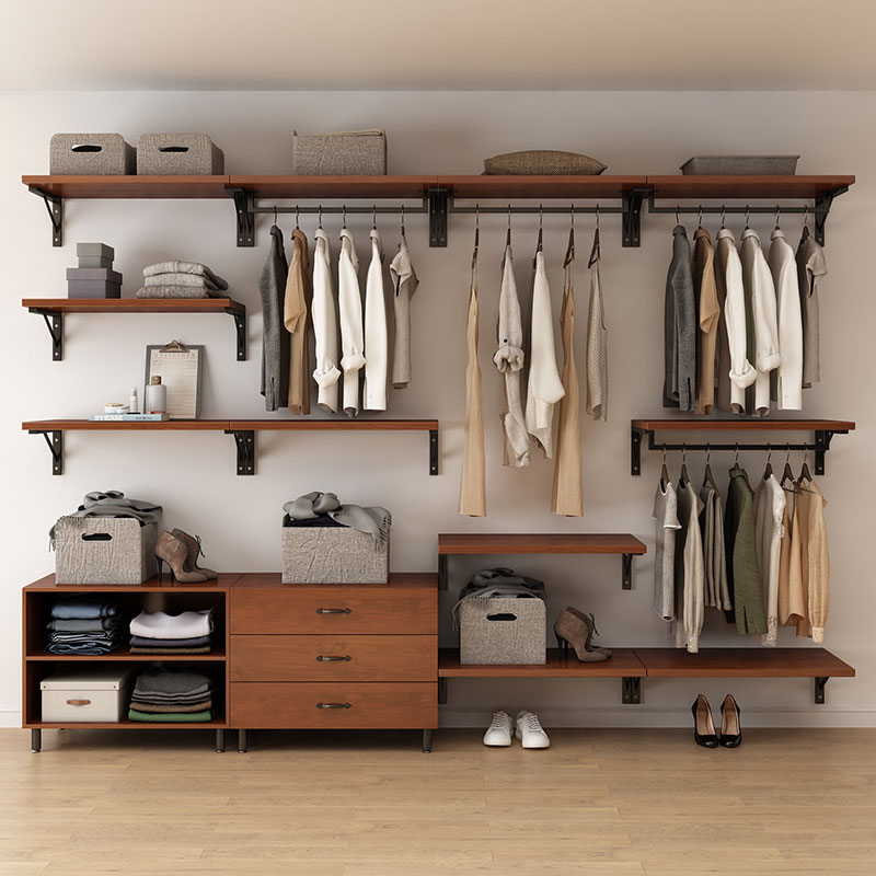 步入式衣帽间架子组装家用砌墙金属衣柜铁艺挂衣架墙上壁挂置物架