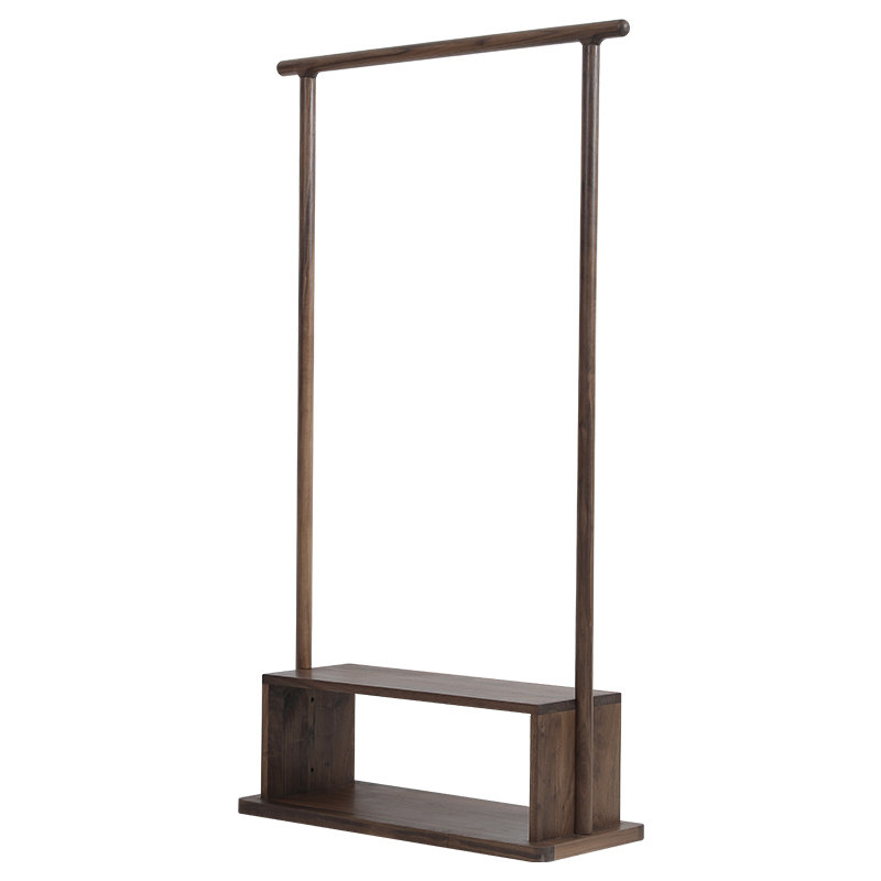 新中式黑胡桃木实木落地衣帽架置物挂衣架家用禅意家具卧室衣服架