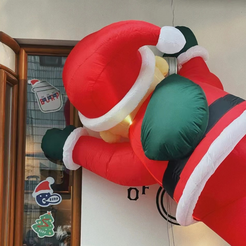 耶诞节装饰品充气爬墙老人气模发光大型户外卡通模型美陈布置场景