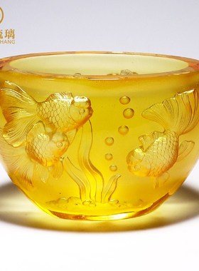 琉璃金鱼缸聚宝盆入户玄关钥匙收纳摆件客厅装饰乔迁新居礼品高档