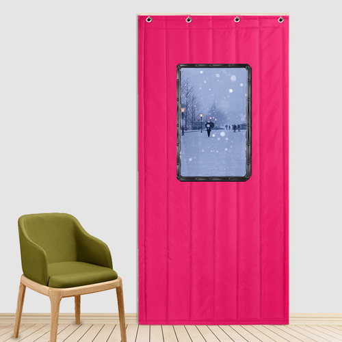 棉门帘枚红色冬季空调保暖防风加厚家用卧室隔断挡风保温防寒帘子