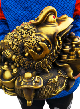 朴器 日进斗金款铜金蟾摆件 铜金蟾摆件 铜聚宝盆蟾摆件