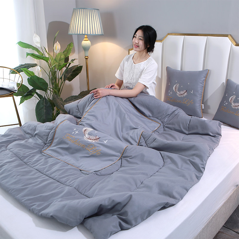 全棉抱枕被子两用新款汽车载办公室可折叠午睡枕头空调毯子二合一